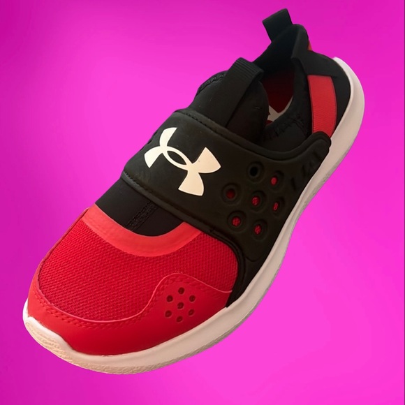 Under Armour Other - Boys youth 5y red slip on shoes sneakers under Armour black new in box school